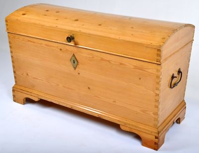 Antique Scandinavian Pine Immigrant Chest Coffer 1830